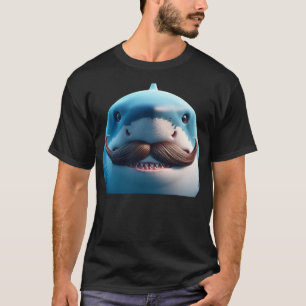 Stupid Mustache Shark for Animals and Marine Fish  T-Shirt