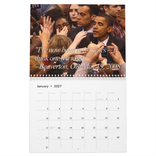 Stupid Obama Quotes Calendar (Jan 2027)