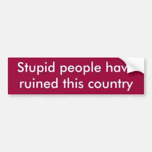 Stupid people have ruined this country bumper sticker