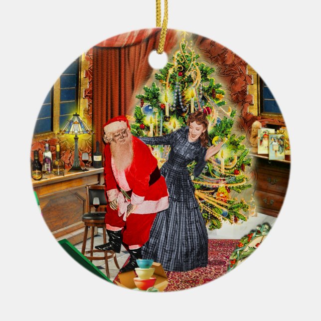 Stupid Santa! I prefer jewellery :/ Ceramic Ornament (Front)