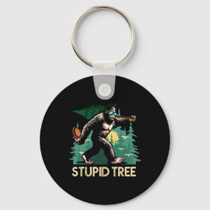 Stupid Tree Disc Golf Bigfoot Frolfing Funny Sasqu Key Ring