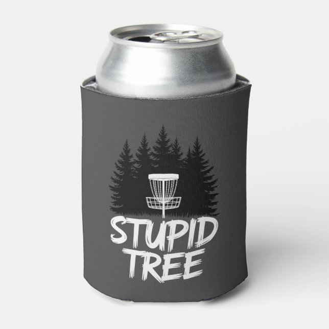 Stupid Tree Disc Golf Funny Frisbee Golf Golfer Can Cooler (Can Front)