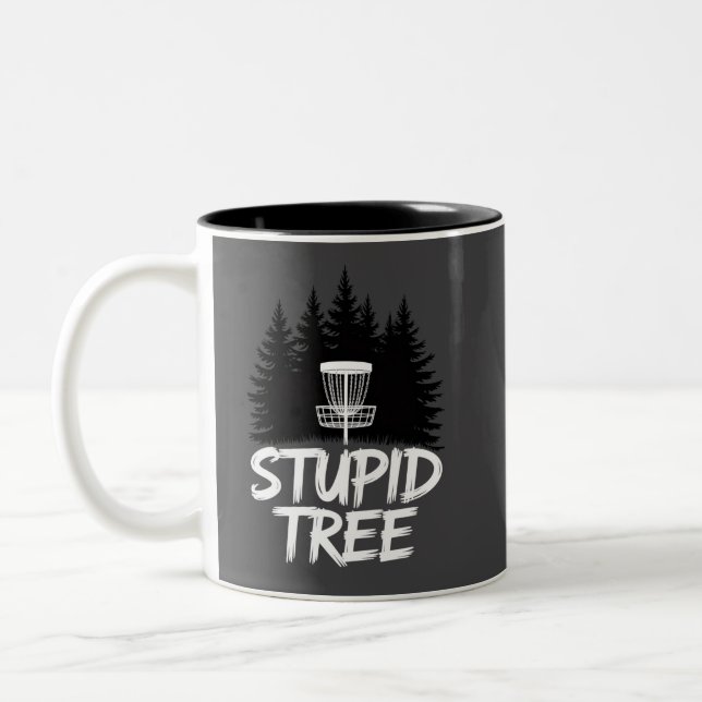 Stupid Tree Disc Golf Funny Frisbee Golf Golfer Two-Tone Coffee Mug (Left)