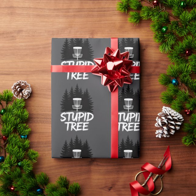 Stupid Tree Disc Golf Funny Frisbee Golf Golfer Wrapping Paper (Holiday Gift)