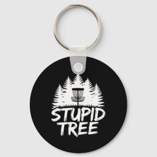 Stupid Tree Frisbee Player Funny Disc Golf Key Ring