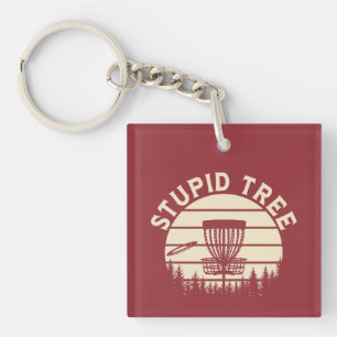 Stupid Tree Funny Disc Golf Sports Key Ring
