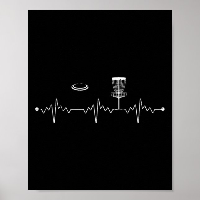 Stupid Tree Golfing Frisbee Golfer Heartbeat Gift  Poster (Front)