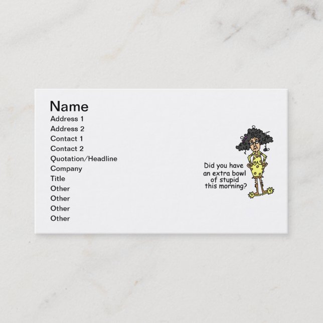 Stupidity Humour Business Card (Front)