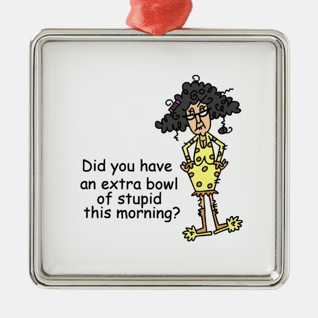 Stupidity Humour Metal Ornament (Front)