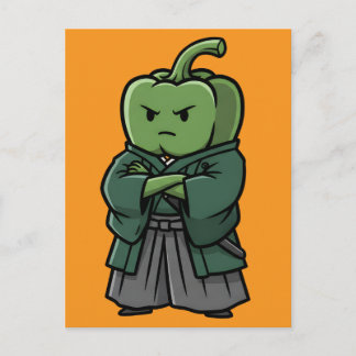Sturdy Green Bell Pepper Samurai Bodyguard Postcard