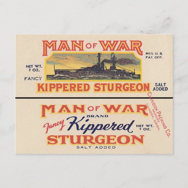 Sturgeon Can Label Postcard (Front)