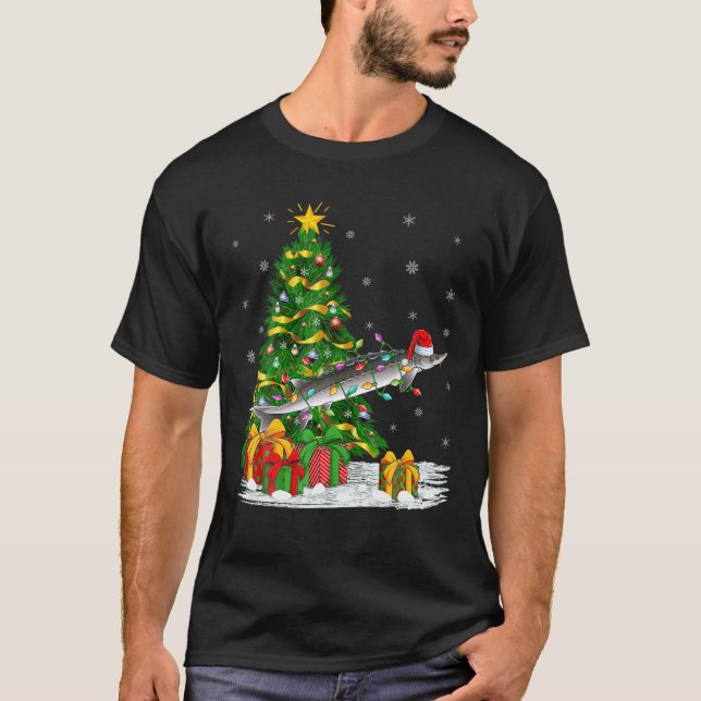 Sturgeon Fish Lover Family Matching Santa Sturgeon T-Shirt (Front)