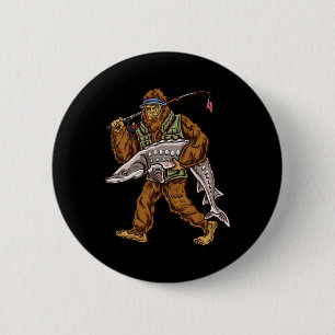 Sturgeon Fishing Bigfoot Fishermen 6 Cm Round Badge