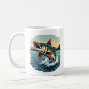 Sturgeon Fishing Jump Graphic Coffee Mug