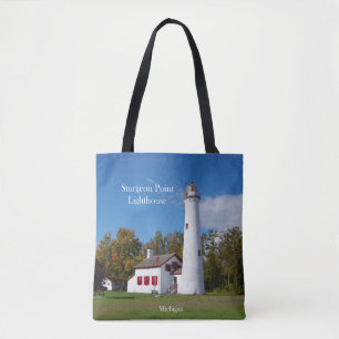 Sturgeon Point Lighthouse all over tote bag