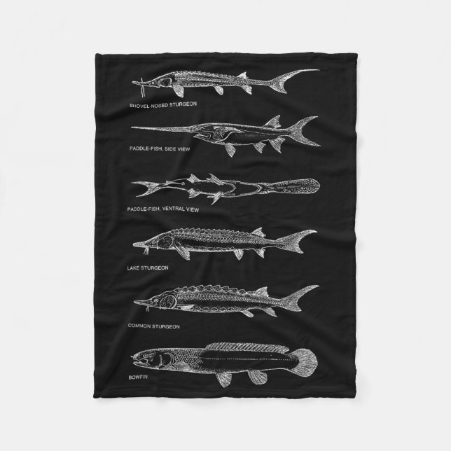 Sturgeons Paddle Fish Bowfin Fish Chart Best Fishe Fleece Blanket (Front)