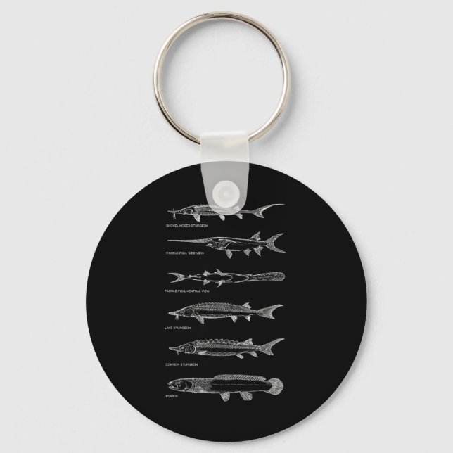 Sturgeons Paddle Fish Bowfin Fish Chart Best Fishe Key Ring (Front)
