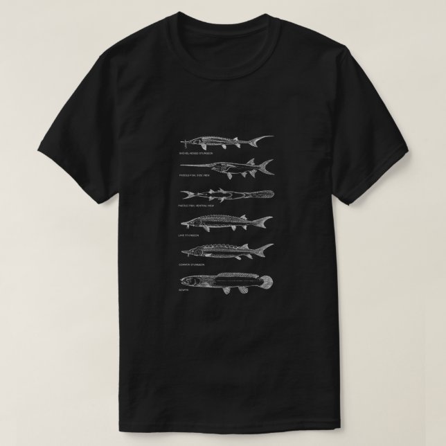Sturgeons Paddlefish Bowfin Fish Chart Best Fisher T-Shirt (Design Front)