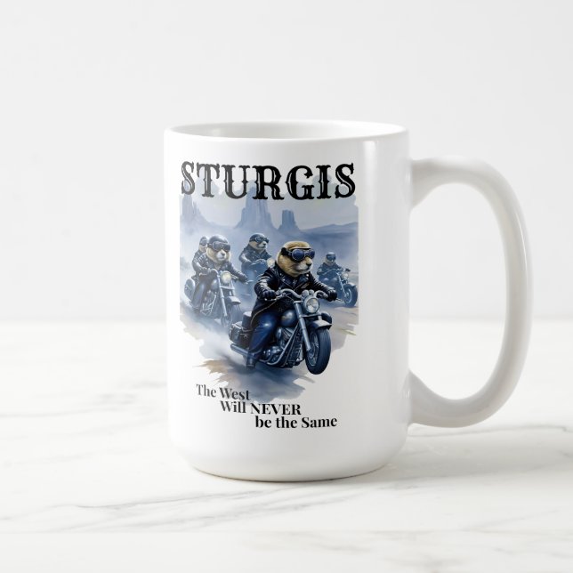 Sturgis Funny Prairie Dog Biker Gang Western Humou Coffee Mug (Right)