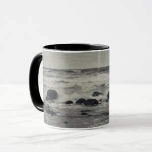 Stürmisches Meer in Schwarz - Weiß Mug