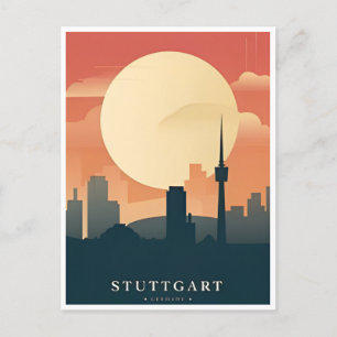Stuttgart City Germany Retro Skyline Vintage  Postcard
