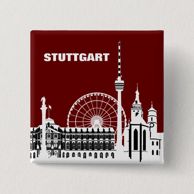 Stuttgart City Skyline - Button / Plug / Pin (Front)