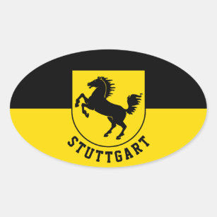 Stuttgart Flag (Germany) Oval Sticker