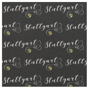 Stuttgart Flag Heart, Germany, Deutschland Fabric
