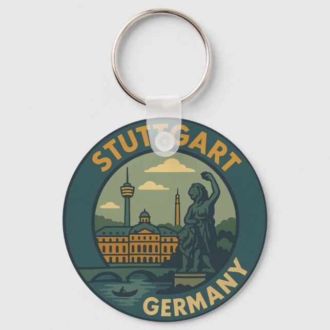 Stuttgart Germany City Art Key Ring (Front)