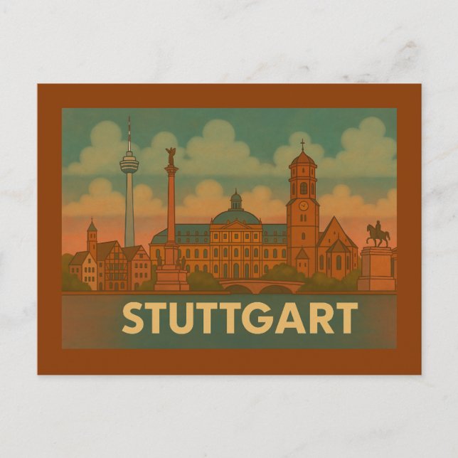Stuttgart Germany City Art Postcard (Front)