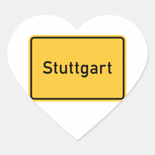 Stuttgart, Germany Road Sign Heart Sticker (Front)