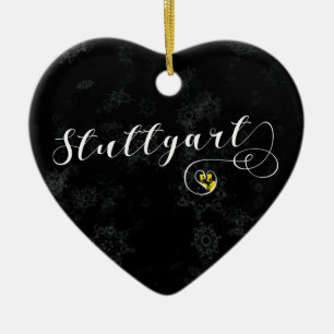 Stuttgart Heart, Christmas Tree Ornament, Germany Ceramic Ornament