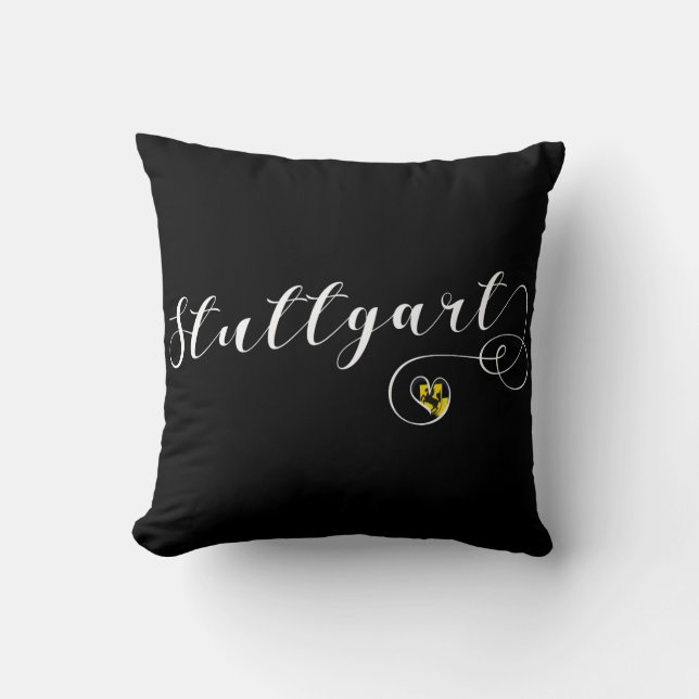 Stuttgart Heart Throw Pillow,  Germany Cushion (Front)