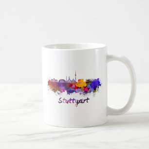 Stuttgart skyline in watercolor coffee mug