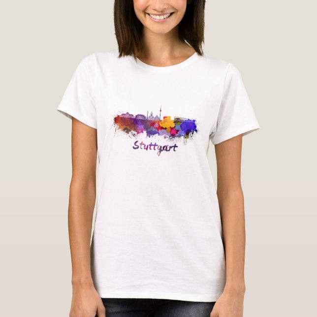 Stuttgart skyline in watercolor T-Shirt (Front)