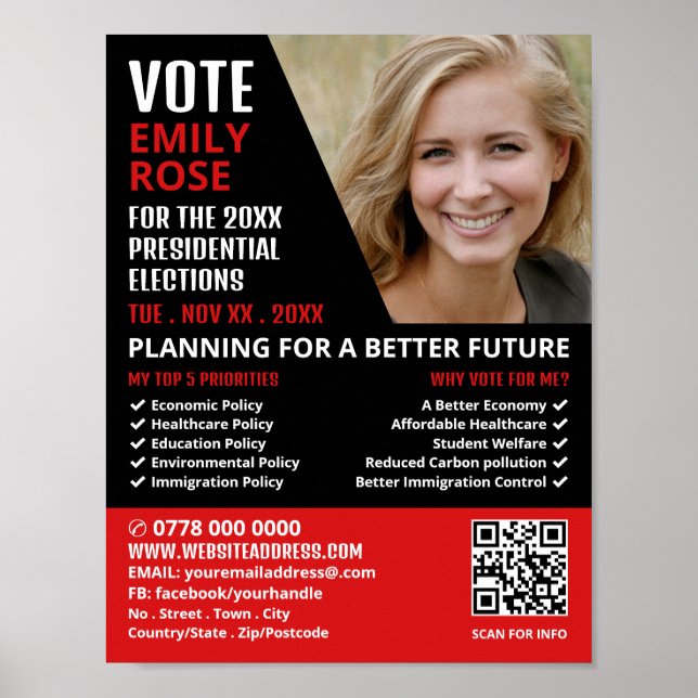 Styish Modern Political Campaigner Advertising Poster (Front)
