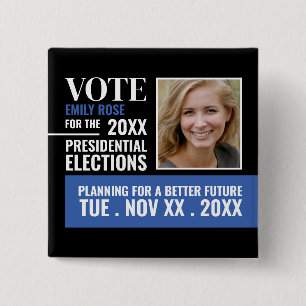 Styish Political Campaigner Advertising 15 Cm Square Badge