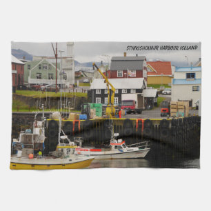 Stykkisholmur Harbor Iceland Tea Towel