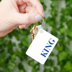 Style Aluminium Rectangle King Text Keychain 