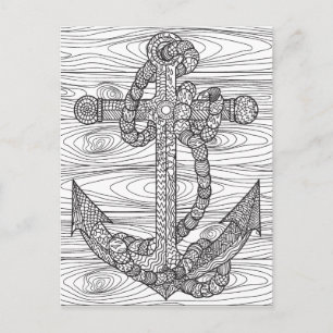 Style Anchor And Rope Postcard