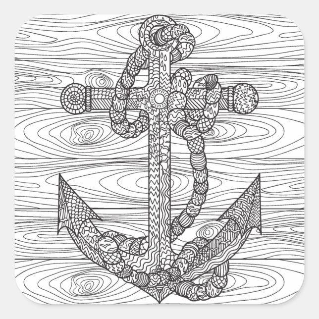 Style Anchor And Rope Square Sticker (Front)
