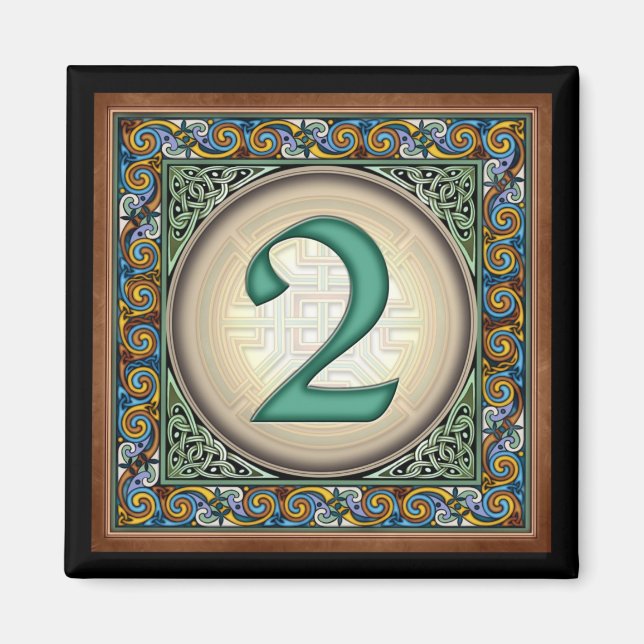 Style B, "2" - Celtic Number Magnets (Front)