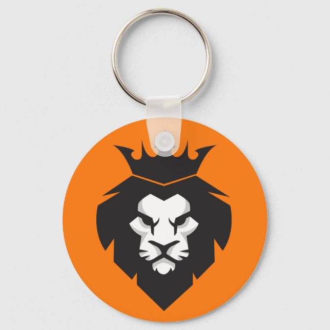 Style Black and White King Lion with Crown Key Ring (Front)