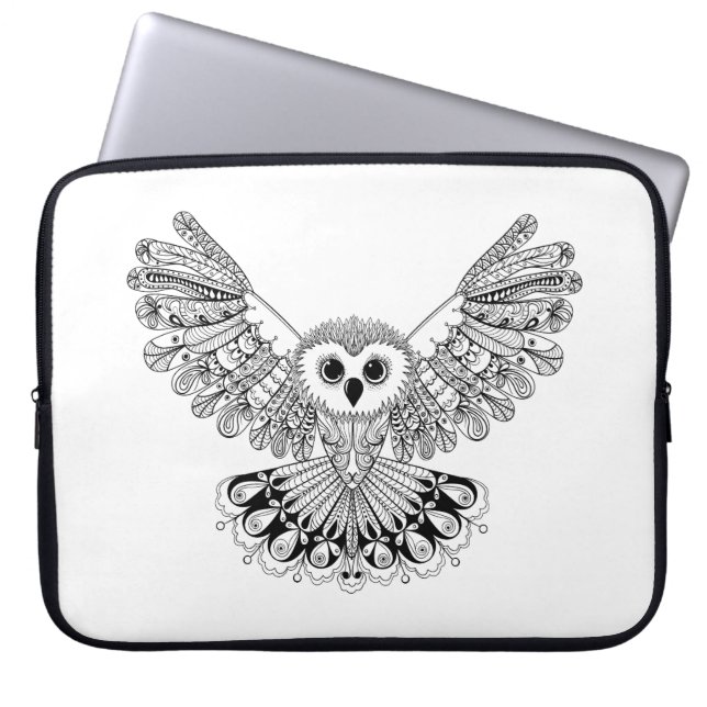 Style Black Owl Laptop Sleeve (Front)
