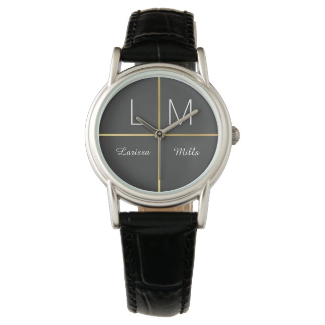 style black personalised watch (Front)