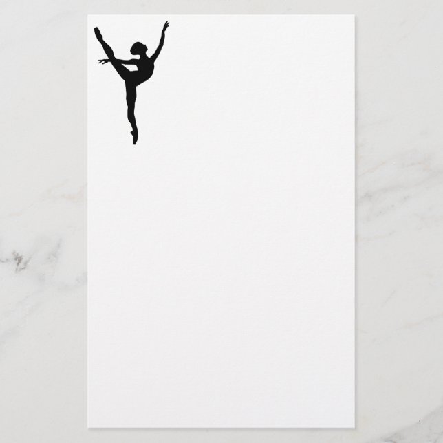 Style Black silhouette ballet dancer feelings girl Stationery (Front)