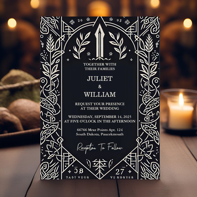 Style Celtic Nordic Mediaeval Scroll Viking Weddin Invitation (Creator Uploaded)