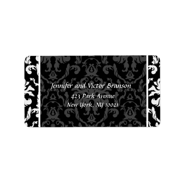 Style -Damask black n white address label (Front)