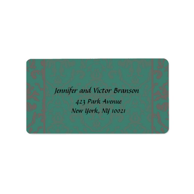 Style -Damask green n grey address label (Front)