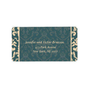 Style -Damask green n off-white address label